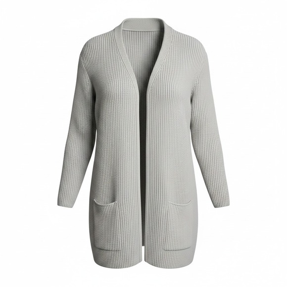 St Michael Sweaters - St Michael Vintage Grey Shaker Knit Longline Chic Cardigan Sweater XL
